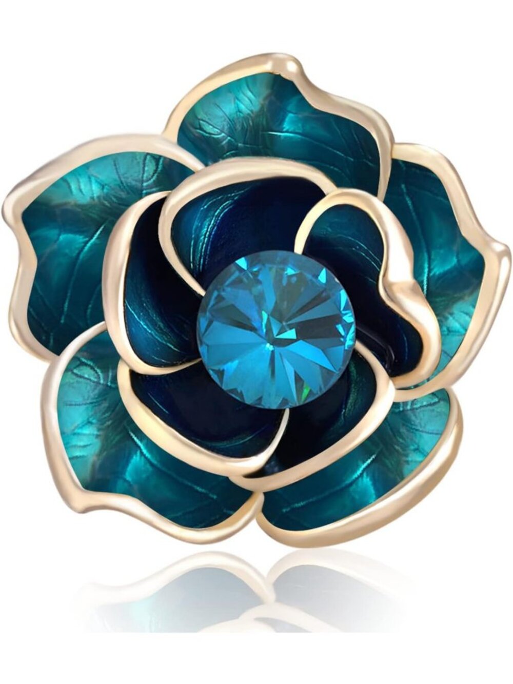 Elegant Green Rose Crystal Brooch - Rhinestone Pin for Weddings, Birthdays
